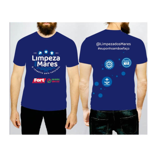 Camiseta Unissex - Manga Curta - Adulto/ Infantil - Limpeza dos Mares - Azul